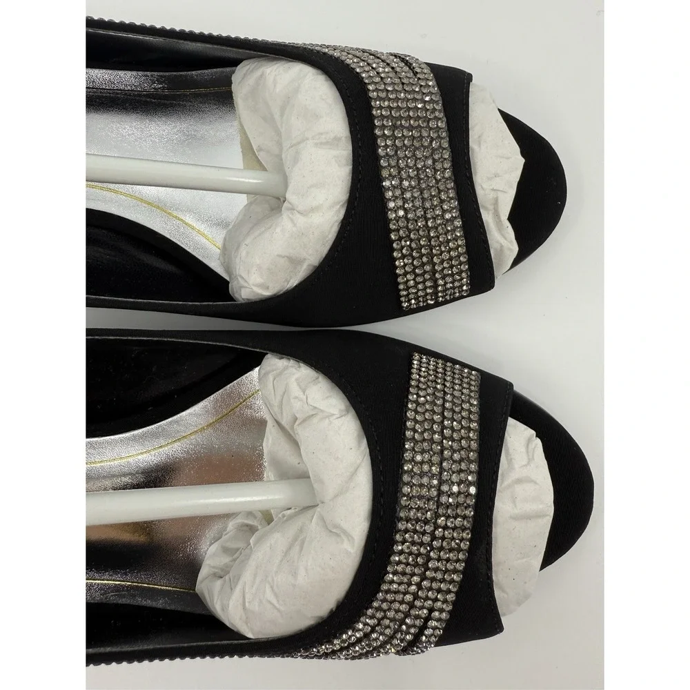 Caparros Shoes Ladies Dress Shoes‎ Black Rhinestone Faille Platforms Sz 8.5 NIB